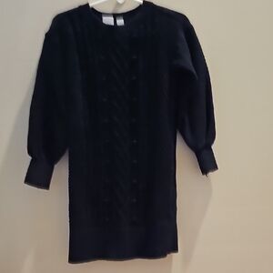 GAP Black Bishop Sleeve Crew Neck Dress
